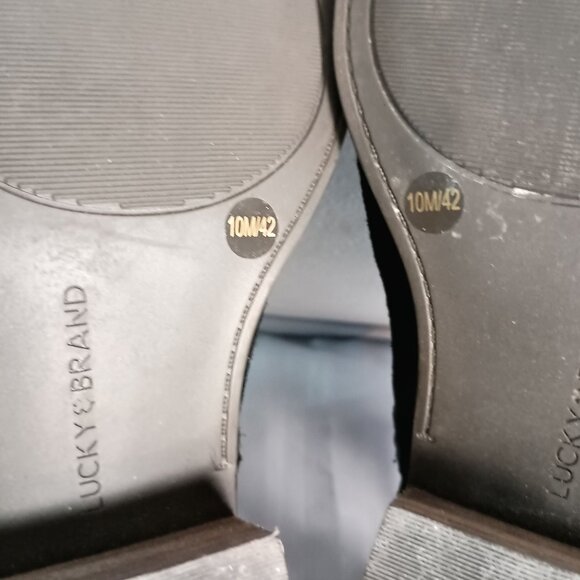 Lucky Brand Fenley Black Suede Cut Out Ankle Booties Women’s 10 Leather - Picture 5 of 12